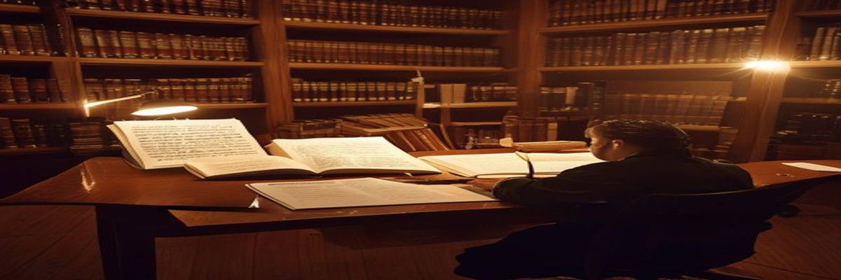 Academic research paper with properly capitalized title on a desk in a university library